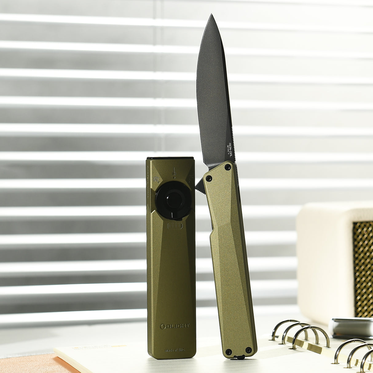 AION Olive Green Flipper Folding Pocket Knife