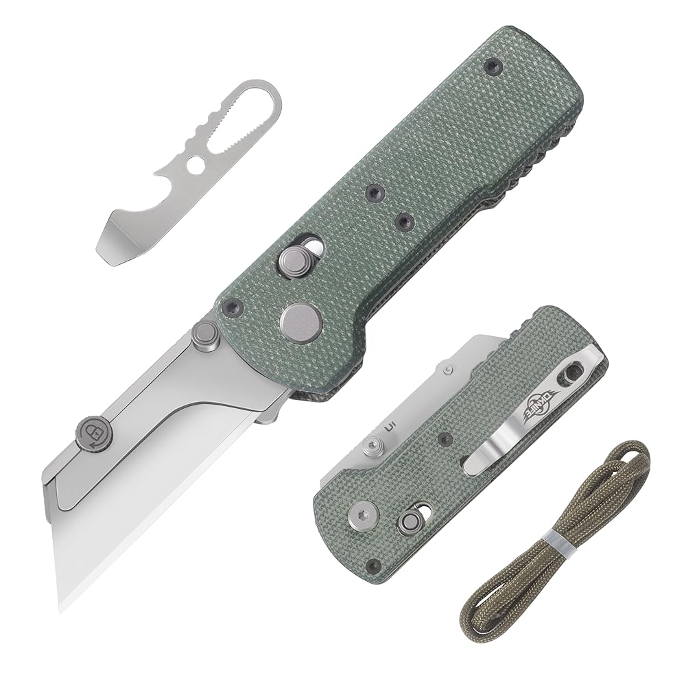 U1 Green Micarta Folding Utility Knife