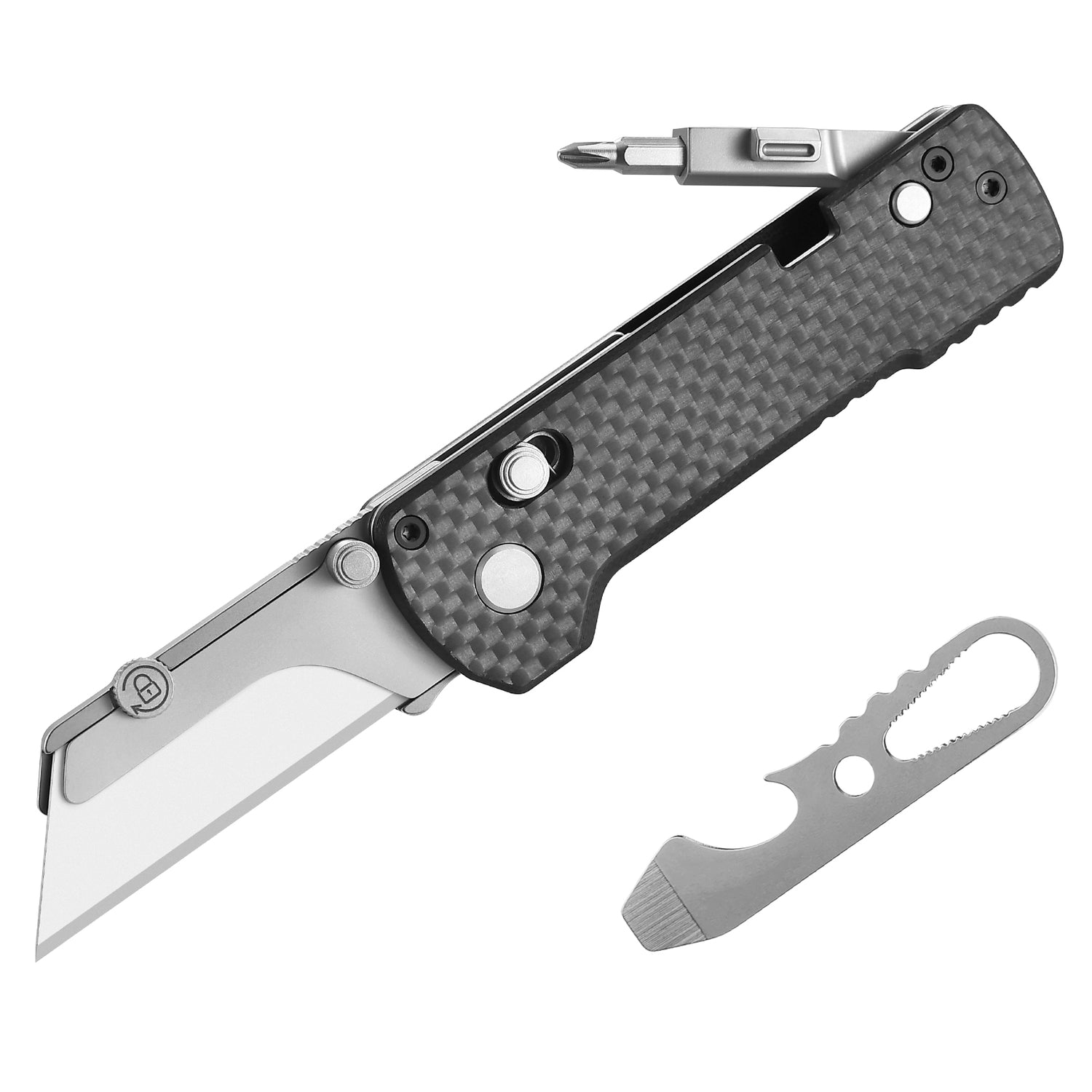 U1 Pro Carbon Fiber Overlay Multitool Folding Utility Knife with Folding Screwdriver