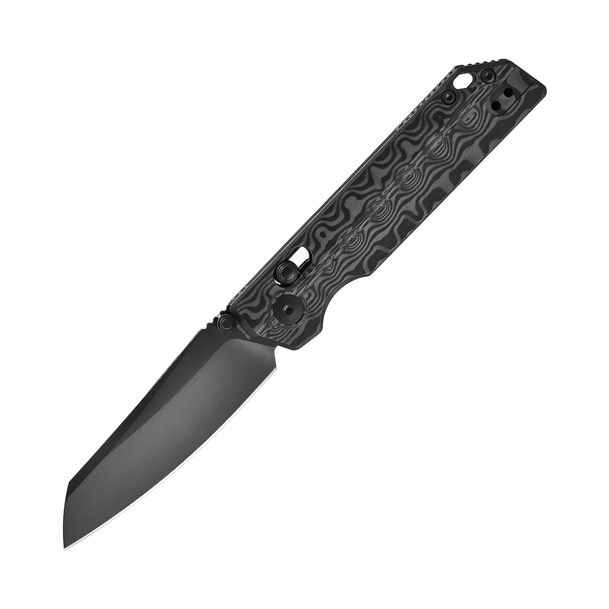 XEN Damascus Carbon Fiber Rail Lock Folding Pocket Knife