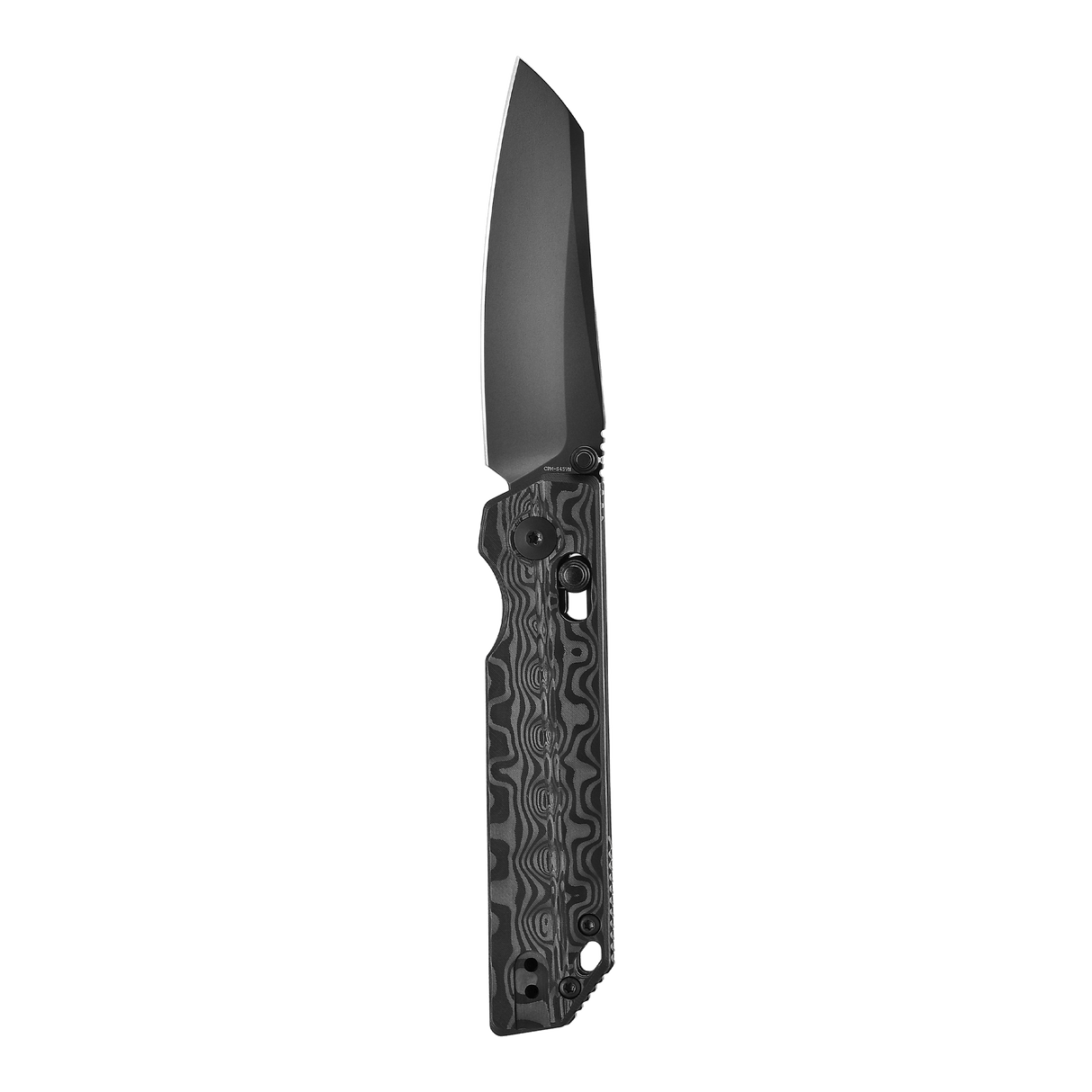 XEN Damascus Carbon Fiber Rail Lock Folding Pocket Knife