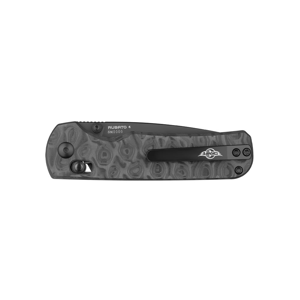 Rubato 4 Damascus Carbon Fiber Rail Lock Folding Pocket Knife