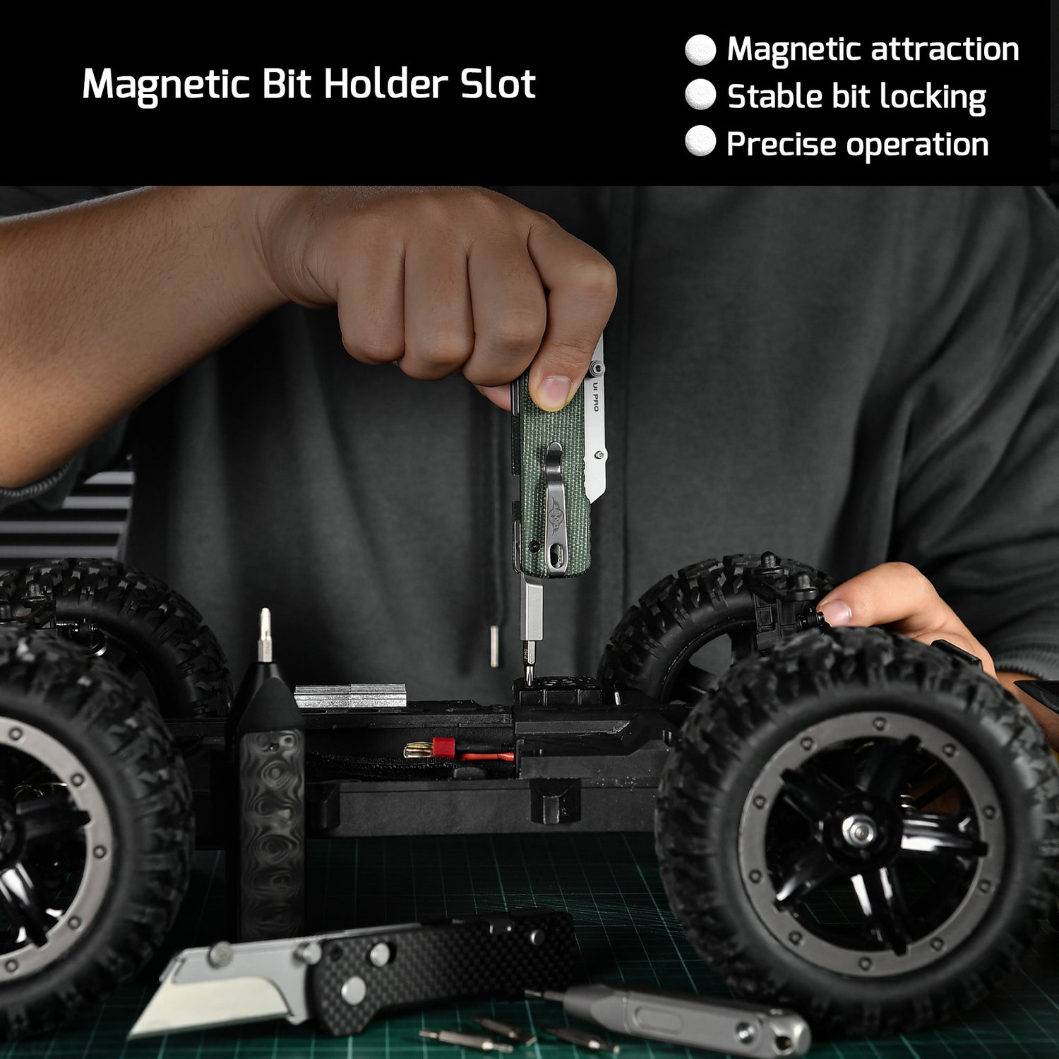 U1 Pro Carbon Fiber Overlay Multitool Folding Utility Knife with Folding Screwdriver