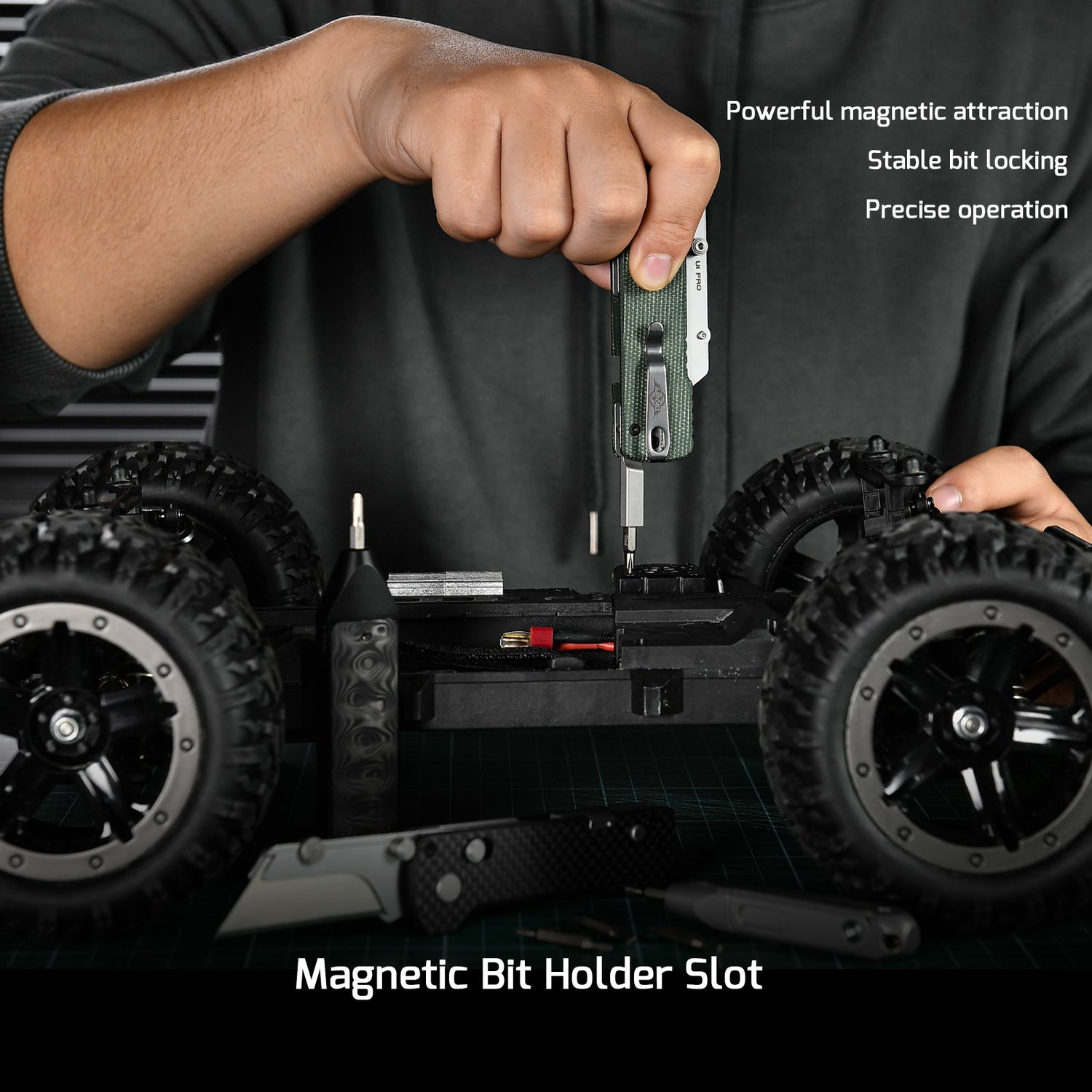 U1 Pro Green Micarta Multitool Folding Utility Knife with Folding Screwdriver