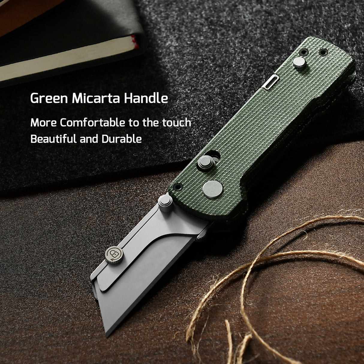 U1 Pro Green Micarta Multitool Folding Utility Knife with Folding Screwdriver