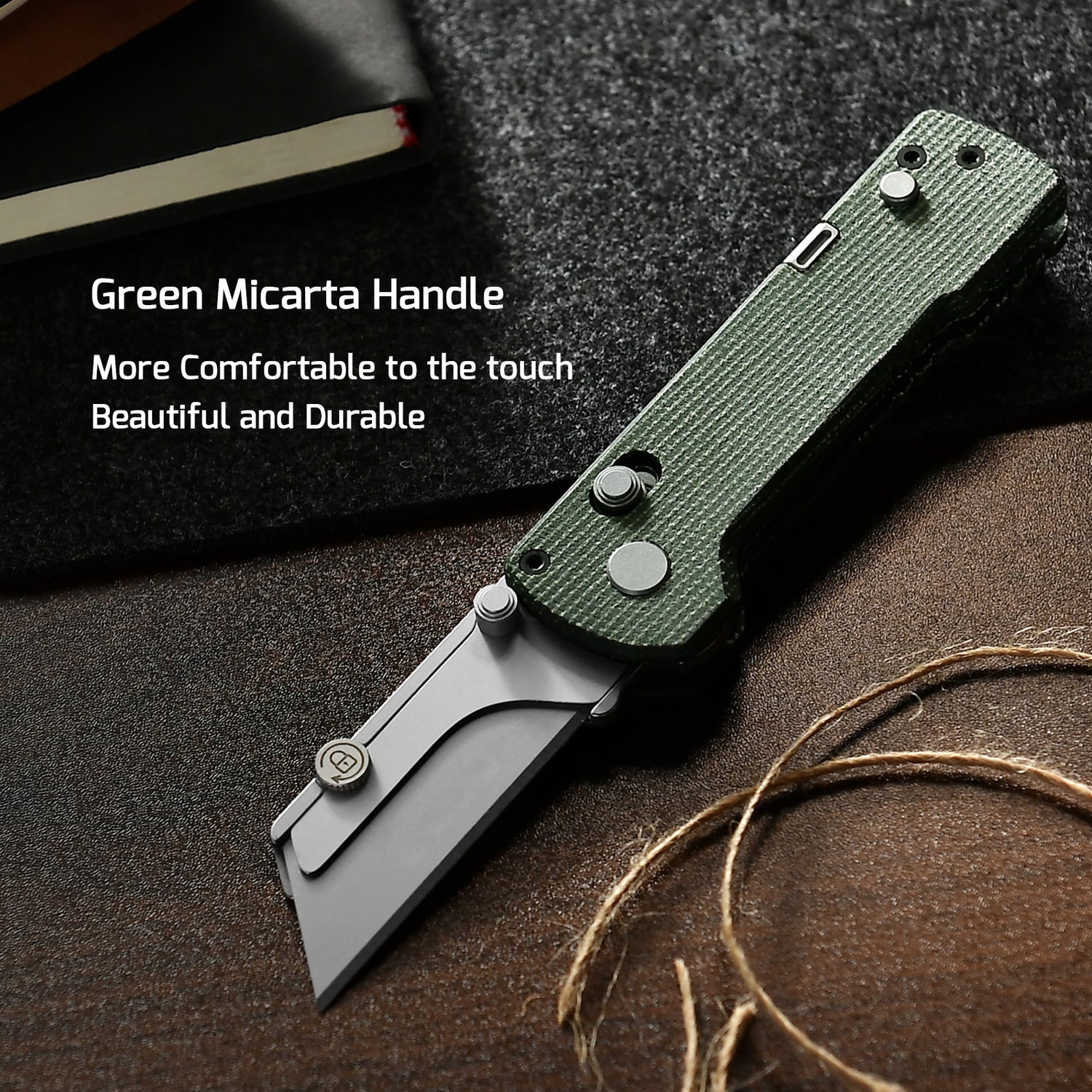 U1 Pro Green Micarta Multitool Folding Utility Knife with Folding Screwdriver