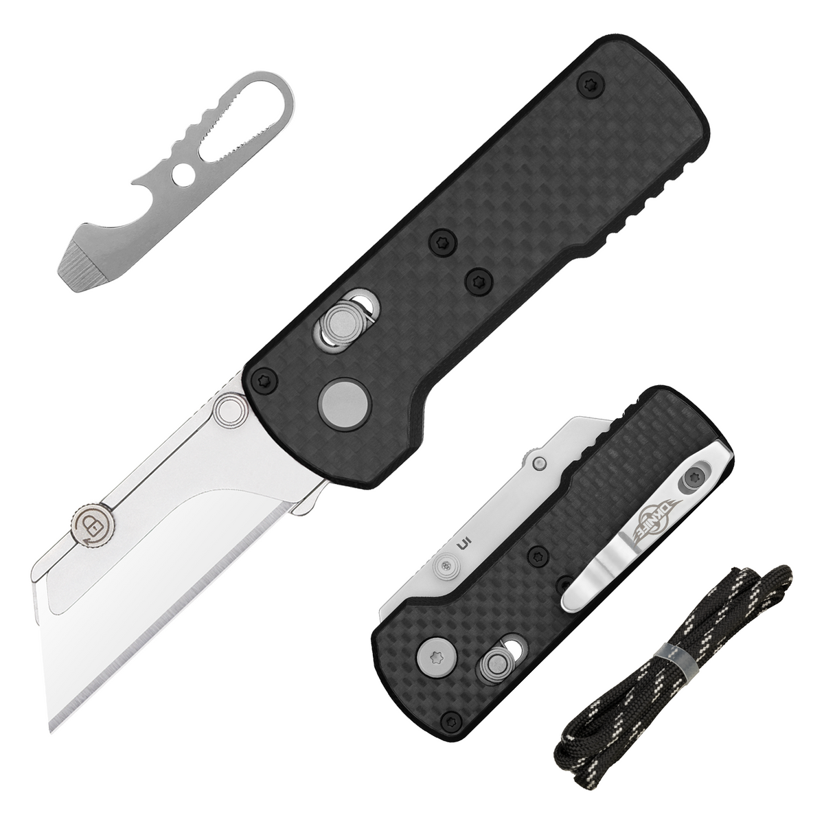 U1 Carbon Fiber Overlay Folding Utility Knife – OKNIFE