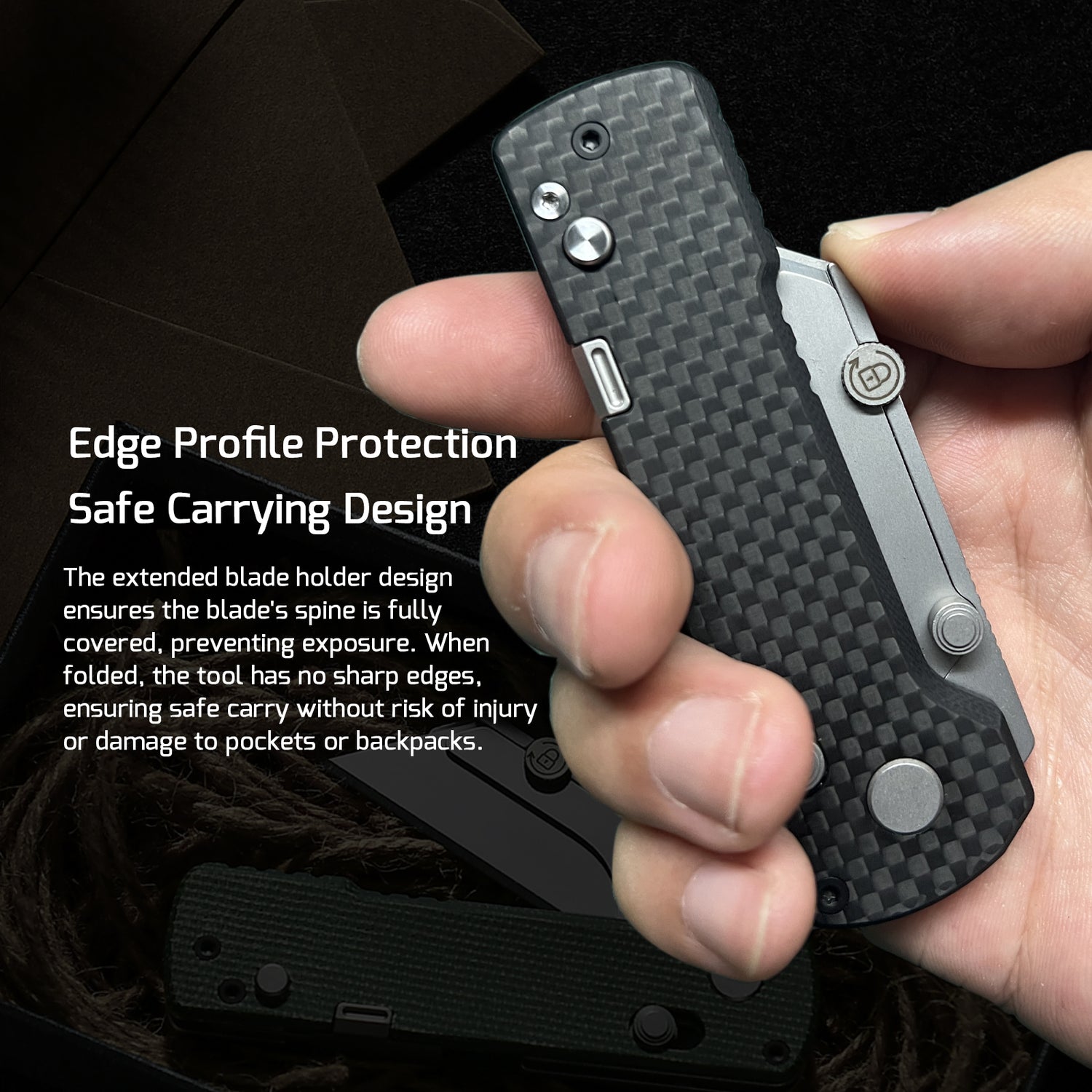 U1 Pro Carbon Fiber Overlay Multitool Folding Utility Knife with Folding Screwdriver