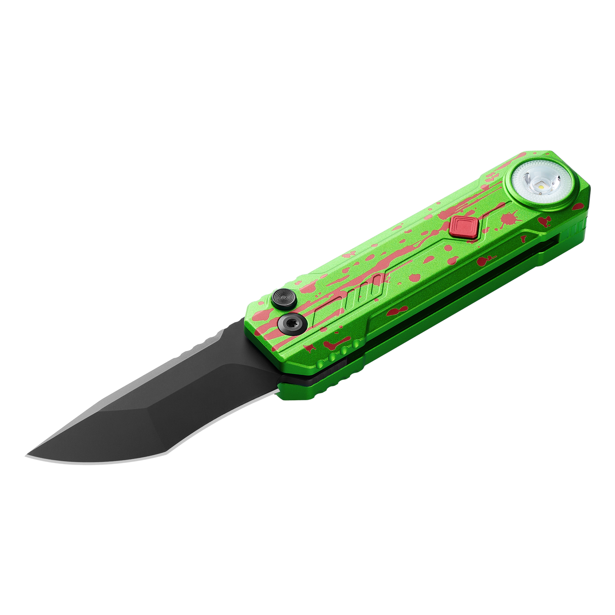 OKNIFE LK Zombie Green Folding Knife with Rechargeable Flashlight & RGB Light