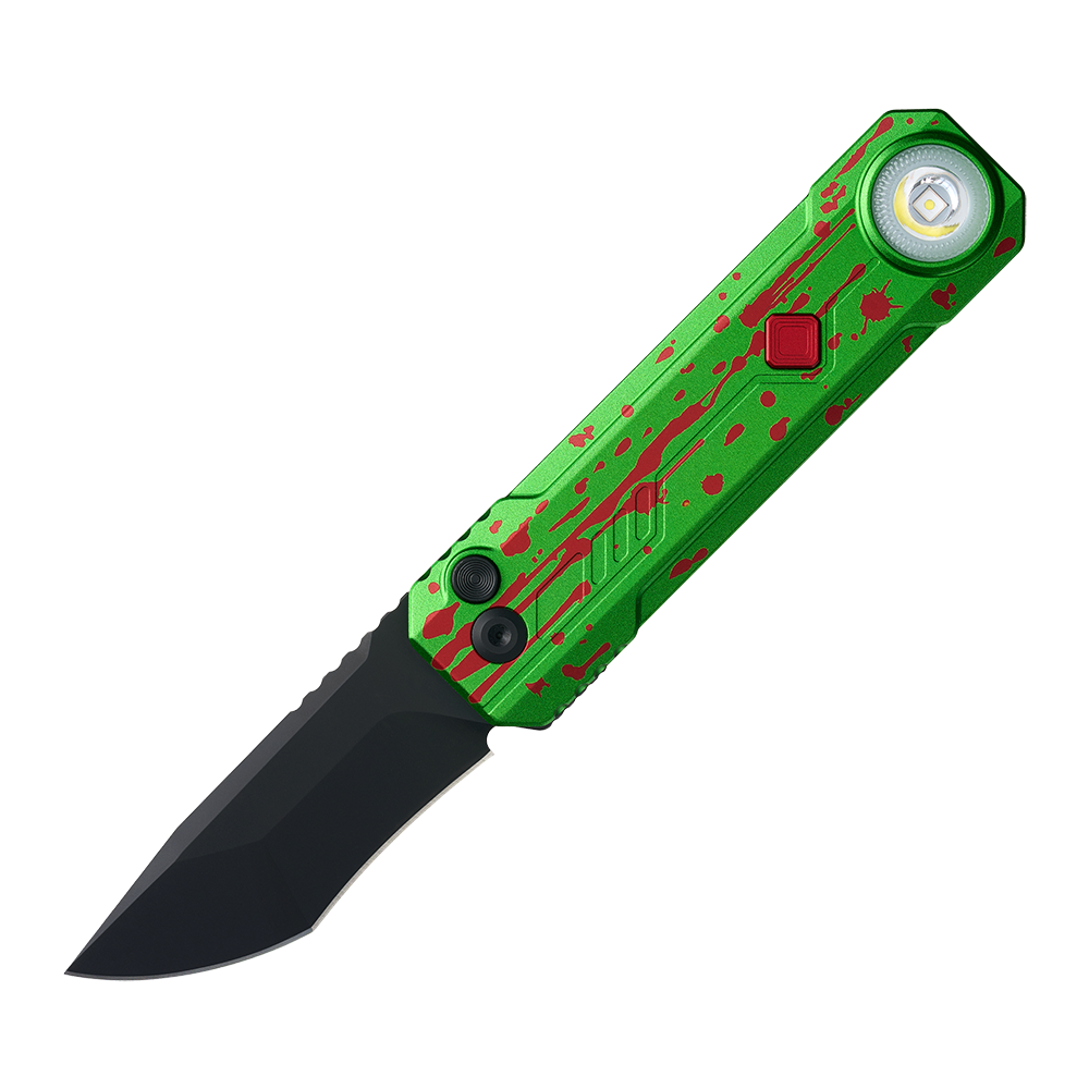 OKNIFE LK Zombie Green Folding Knife with Rechargeable Flashlight & RGB Light (Pre-order)