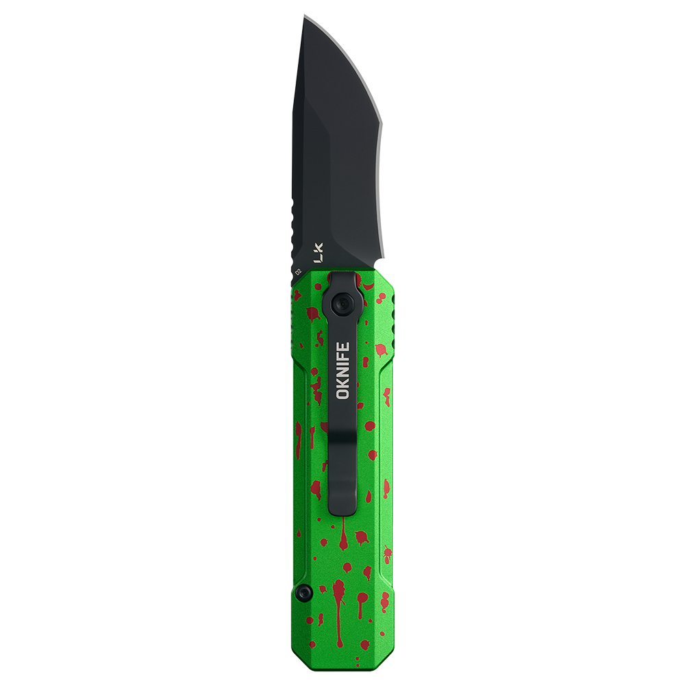 OKNIFE LK Zombie Green Folding Knife with Rechargeable Flashlight & RGB Light (Pre-order)
