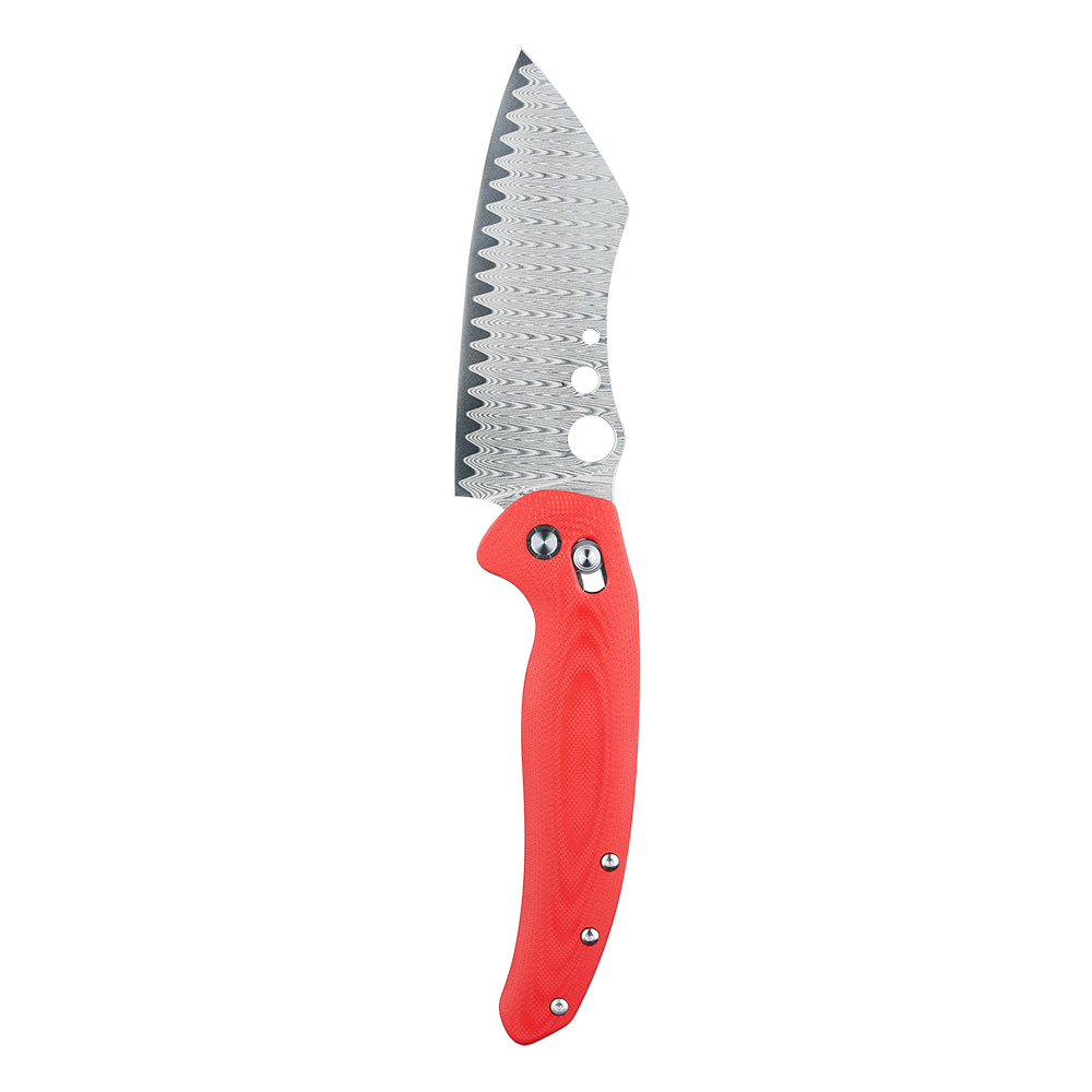Sentry R1 Folding Chef Knife 4.61'' Steel Blade | Outdoor Kitchen Pocket Knife with G10 Handle (Damascus)