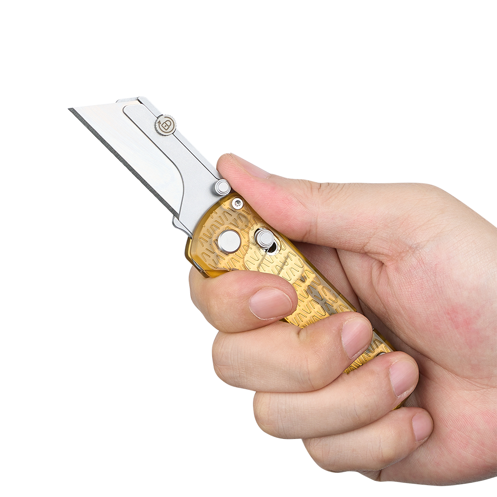 U1 Pro Pei Utility Knife With Folding Screwdriver, Quick Change Blade (Amber Transparent)