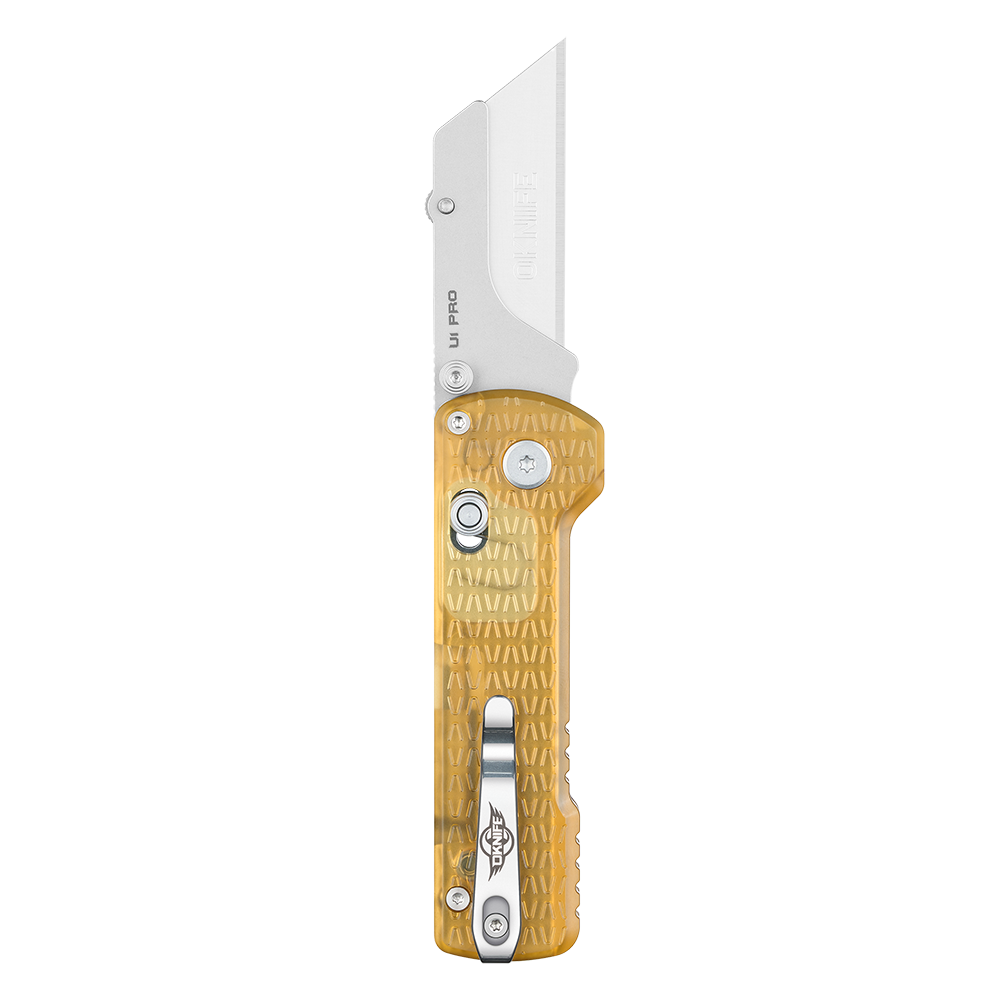U1 Pro Ultem Utility Knife With Folding Screwdriver, Quick Change Blade (Amber Transparent)