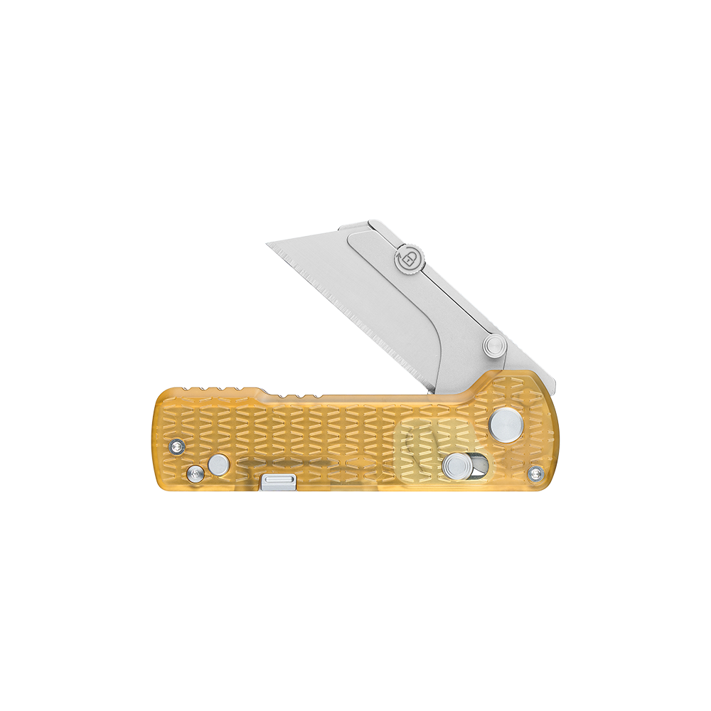 U1 Pro Ultem Utility Knife With Folding Screwdriver, Quick Change Blade (Amber Transparent)