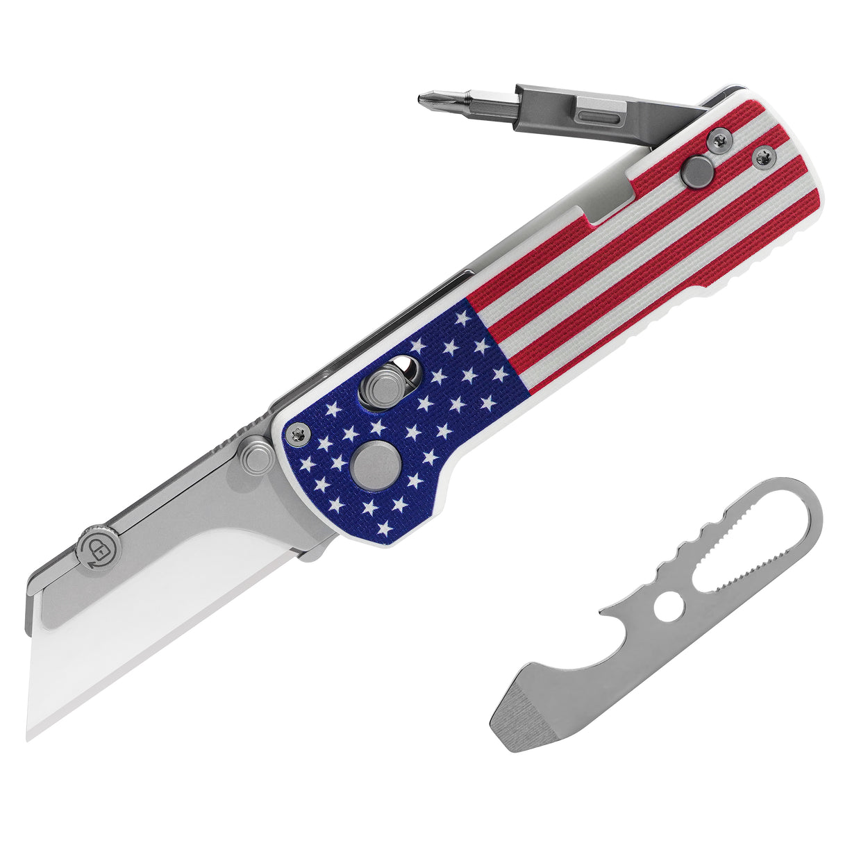 U1 Pro Carbon Fiber Overlay Multitool Folding Utility Knife with Folding Screwdriver