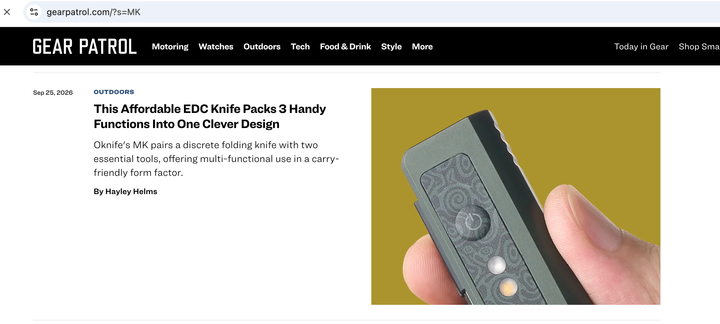 Gear Patrol Highlights the OKNIFE MK as a Clever 3-in-1 EDC Essential