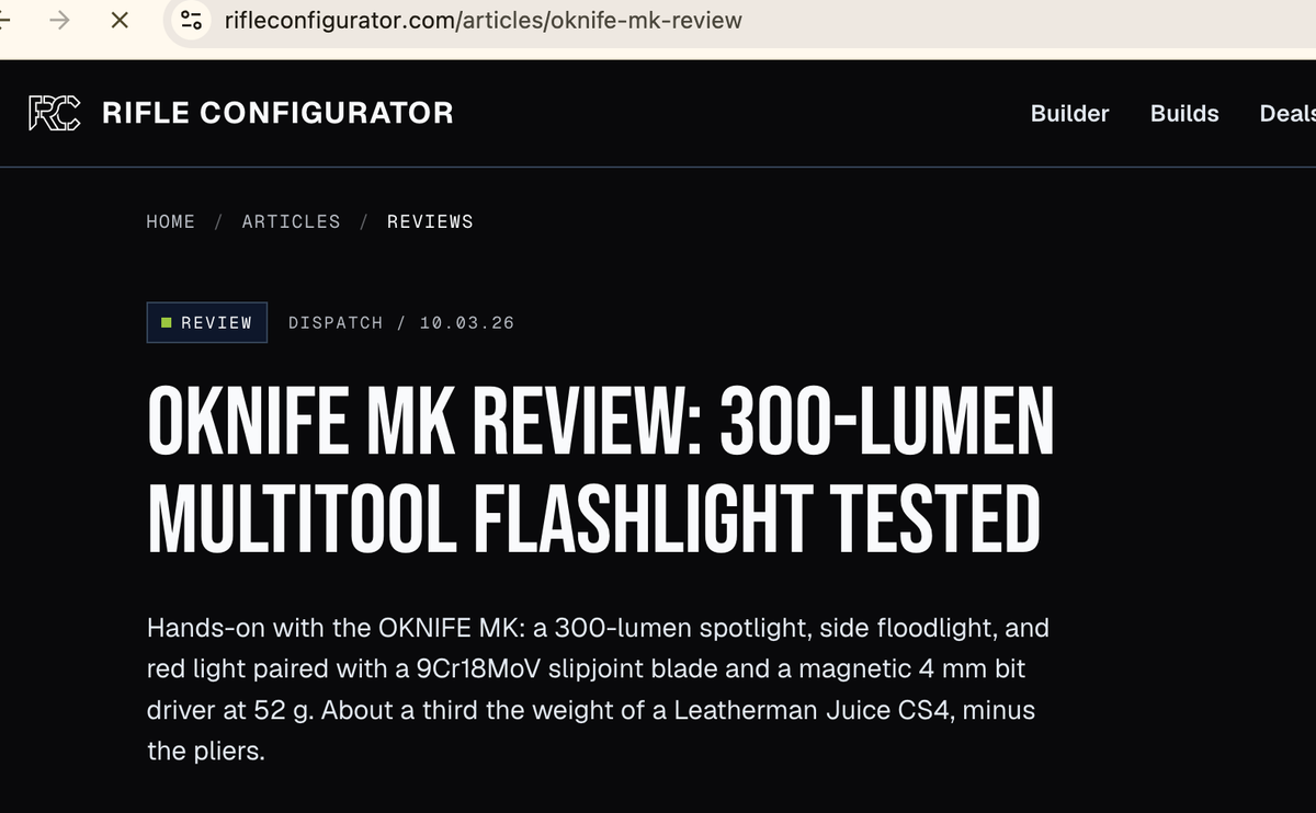 Rifle Configurator Reviews the OKNIFE MK