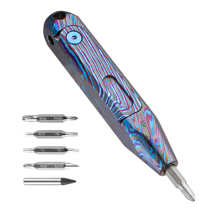 OKNIFE D1 | Zirconium Damascus Titanium EDC Screwdriver