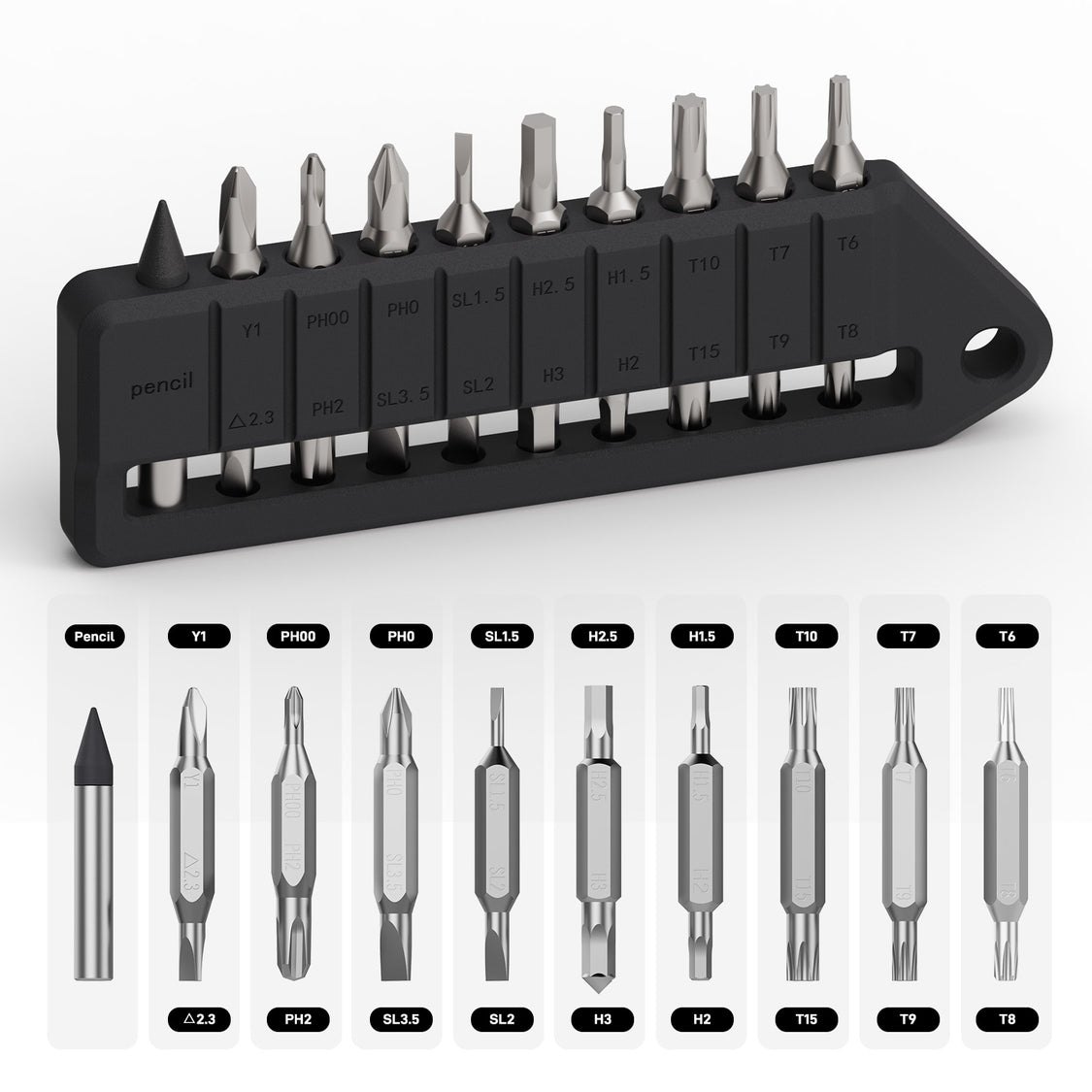 OKNIFE MBS1 4mm Bit Set | S2 Steel Double-Ended Bits with Eternal Pencil