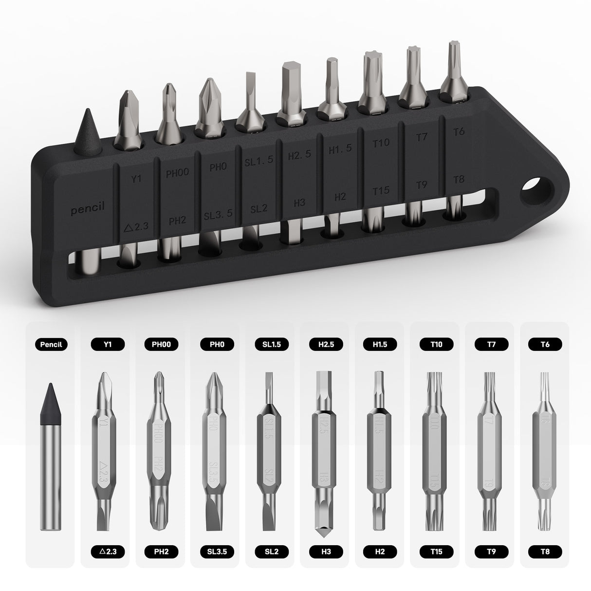 OKNIFE MBS1 4mm Hex Bit Screwdriver Set, 9 PCS Durable S2 Tool Steel Double-Ended Bit Set with Eternal Pencil, Ideal for Opry, D1, U1 Pro Series and Other 4mm Hex Nut Drivers