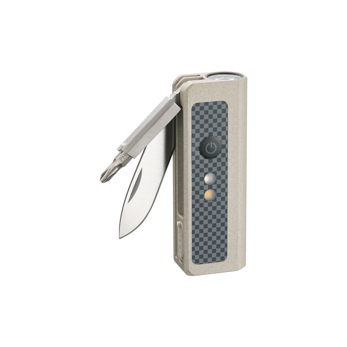 OKNIFE MK | 3-in-1 EDC Utility Tool | Flashlight, Pocket Knife & Screwdriver - MAO Desert White