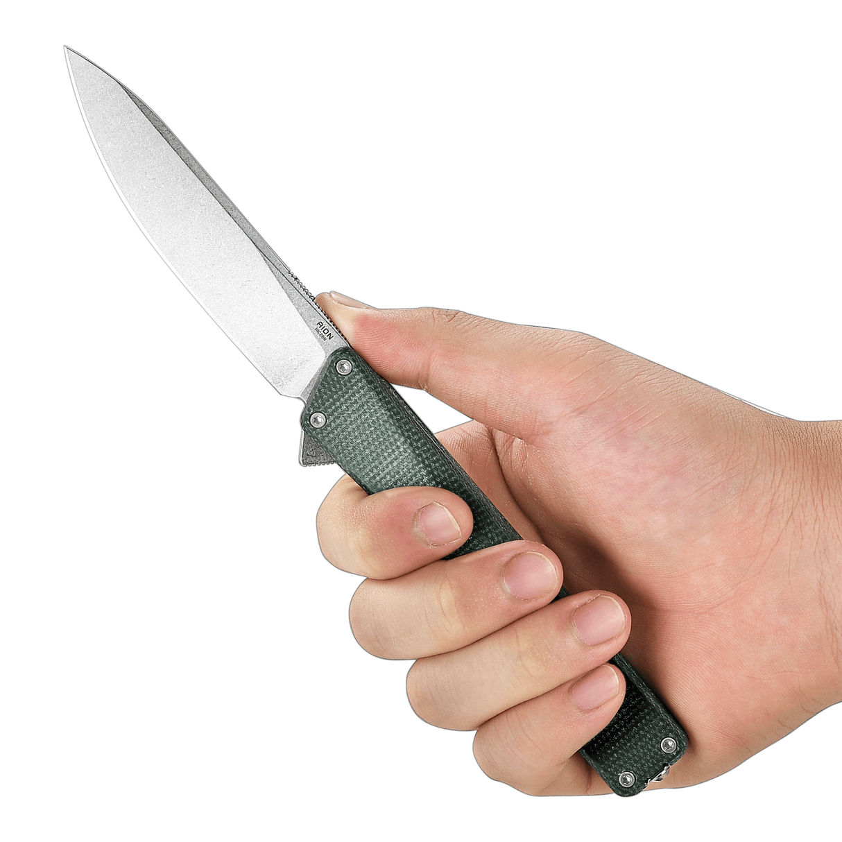 AION Green Micarta Flipper Folding Pocket Knife