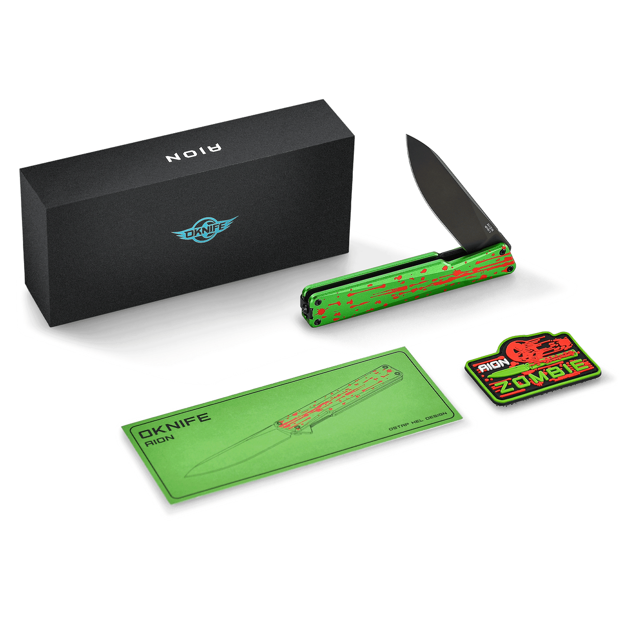 AION Zombie Green Flipper Folding Pocket Knife