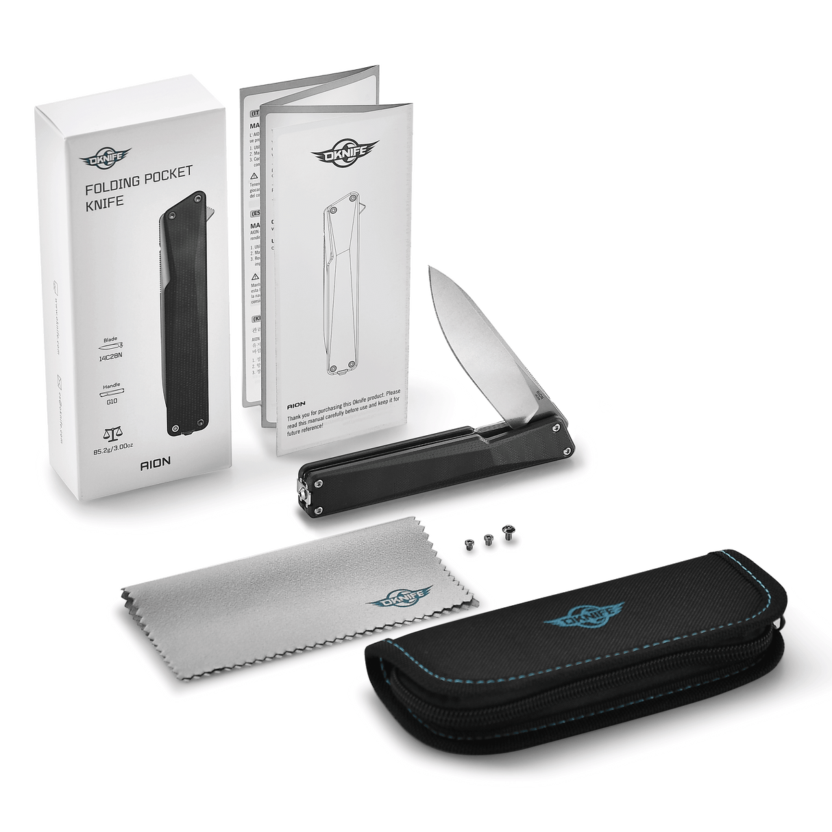 AION Black G10 Flipper Folding Pocket Knife