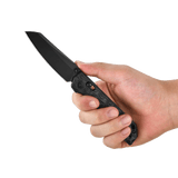 XEN Damascus Carbon Fiber Rail Lock Folding Pocket Knife