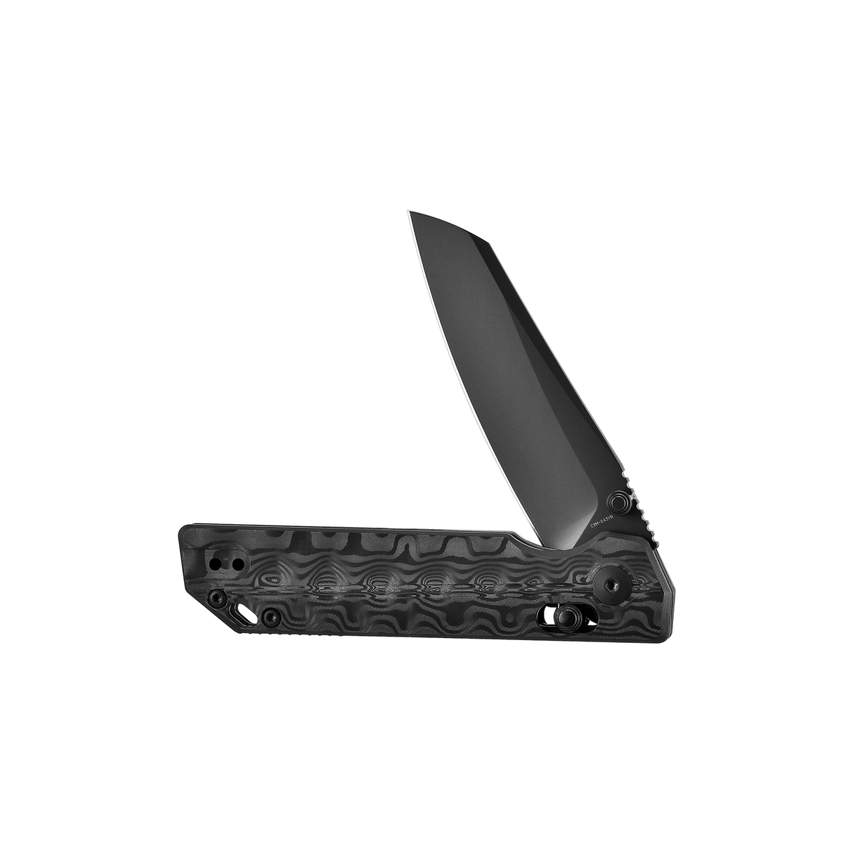 XEN Damascus Carbon Fiber Rail Lock Folding Pocket Knife