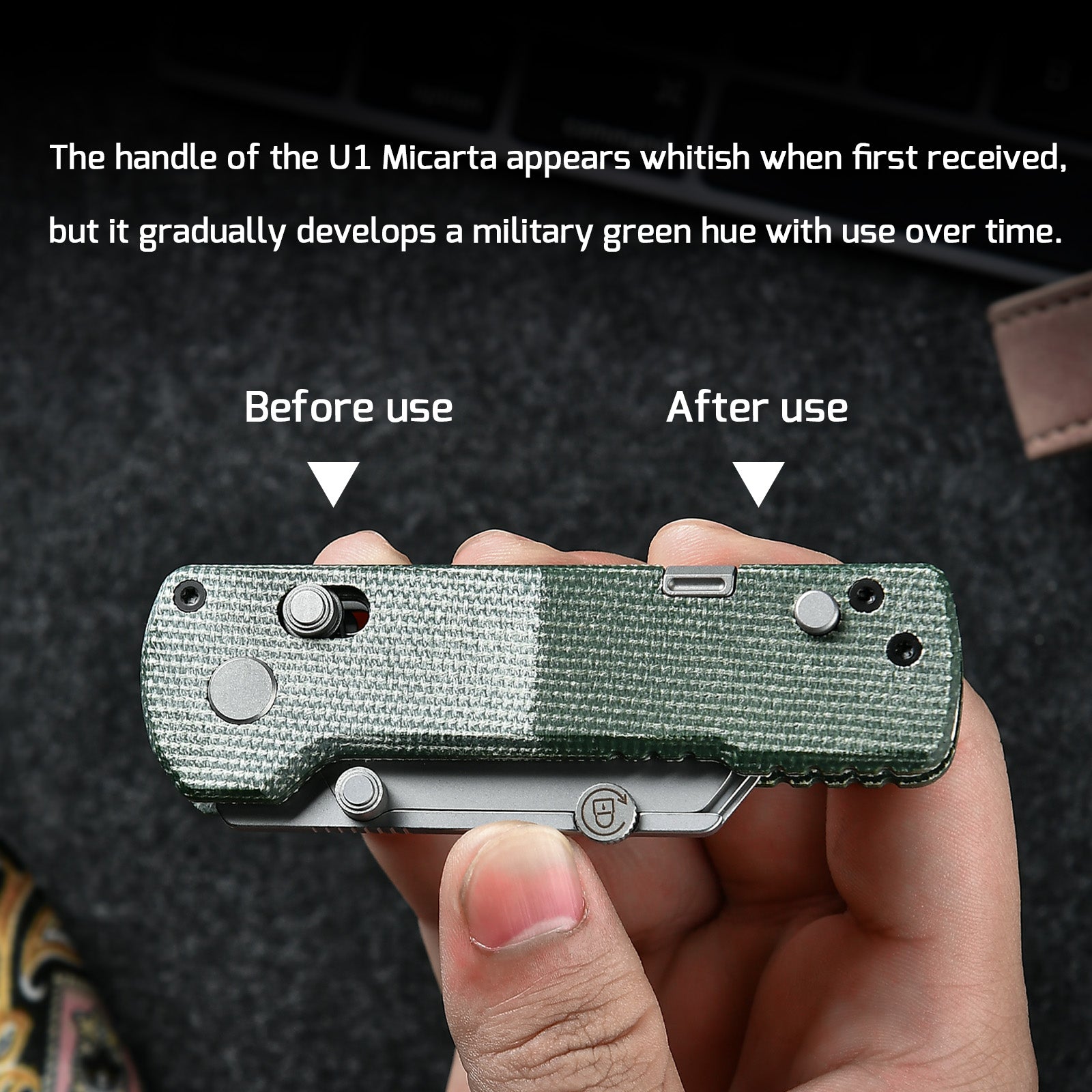 U1 Pro Green Micarta Multitool Folding Utility Knife with Folding