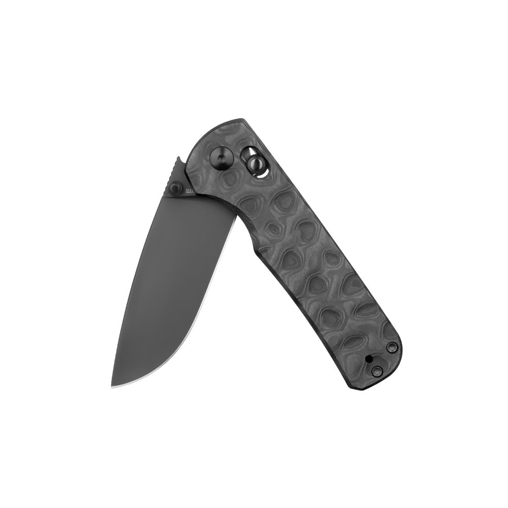 Rubato 4 Damascus Carbon Fiber Rail Lock Folding Pocket Knife