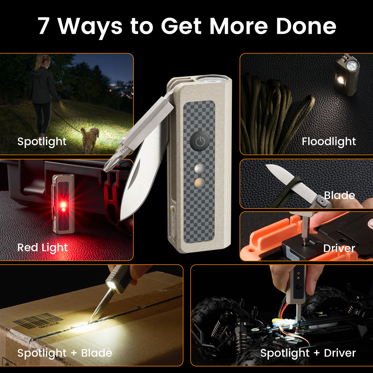 OKNIFE MK | 3-in-1 EDC Utility Tool | Flashlight, Pocket Knife & Screwdriver