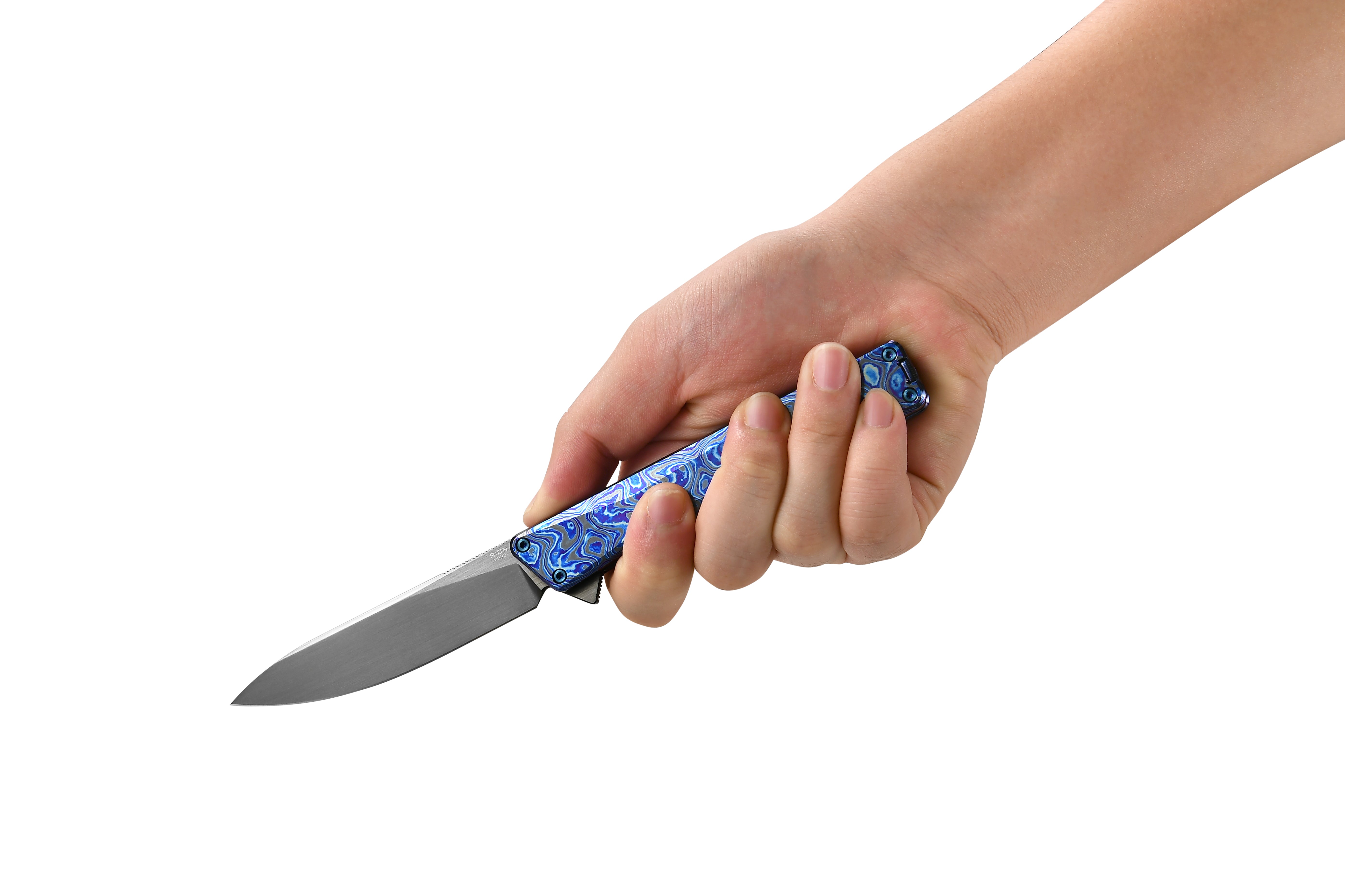 AION Zirconium Damascus M390 Blade Flipper Folding Pocket Knife