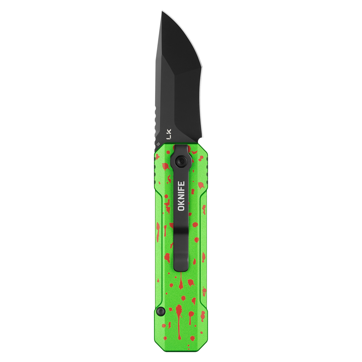 OKNIFE LK Folding Knife with Flashlight, 2-in-1 Button Lock Pocket