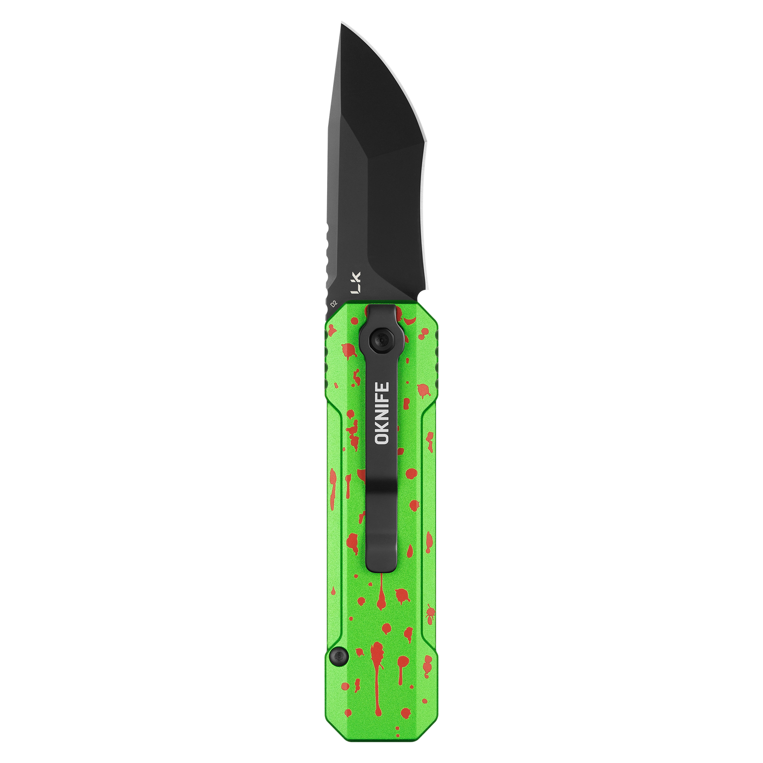 OKNIFE LK Folding Knife with Flashlight, 2-in-1 Button Lock Pocket
