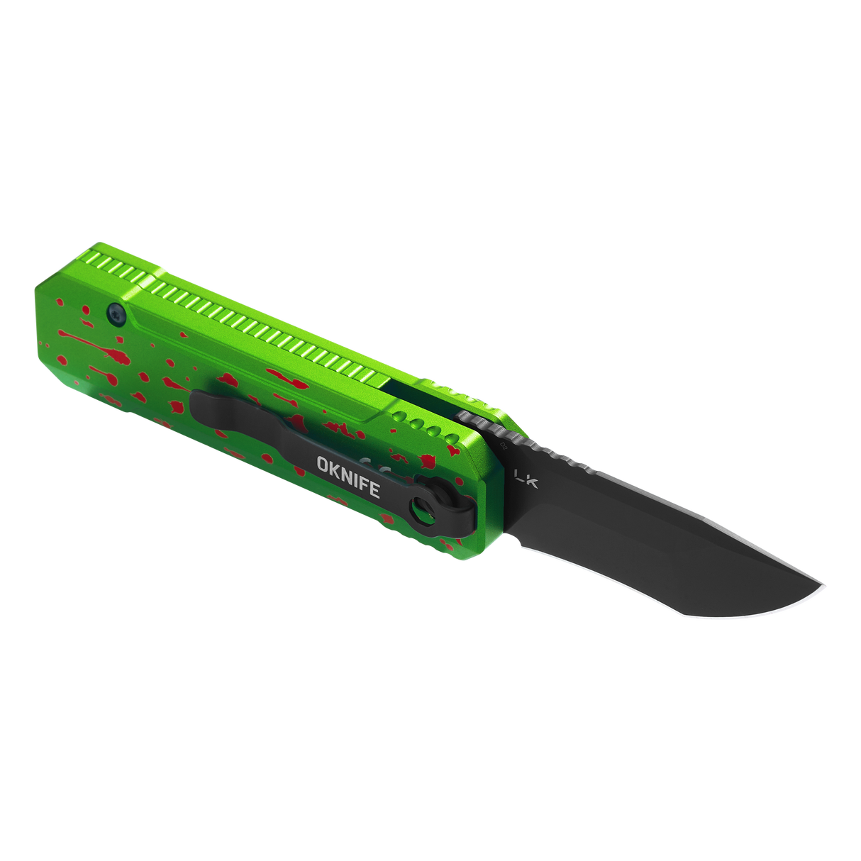OKNIFE LK Folding Knife with Flashlight, 2-in-1 Button Lock Pocket