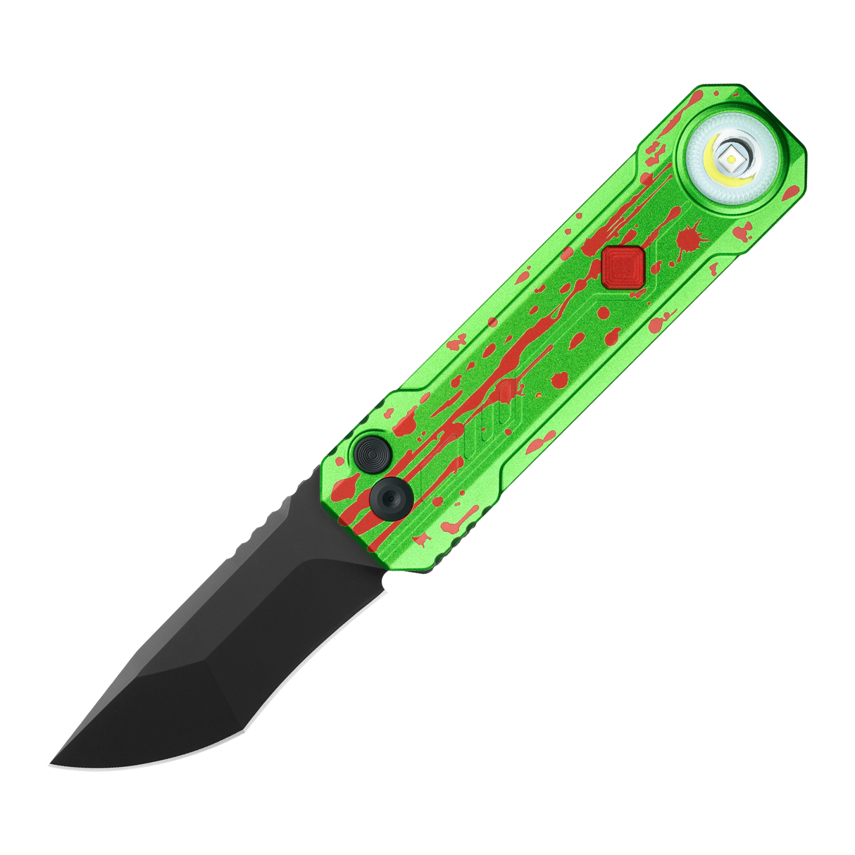 OKNIFE LK Folding Knife with Flashlight, 2-in-1 Button Lock Pocket