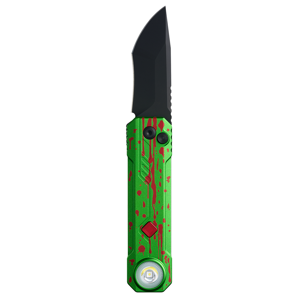 OKNIFE LK Zombie Green Folding Knife with Rechargeable Flashlight & RGB Light (Pre-order)