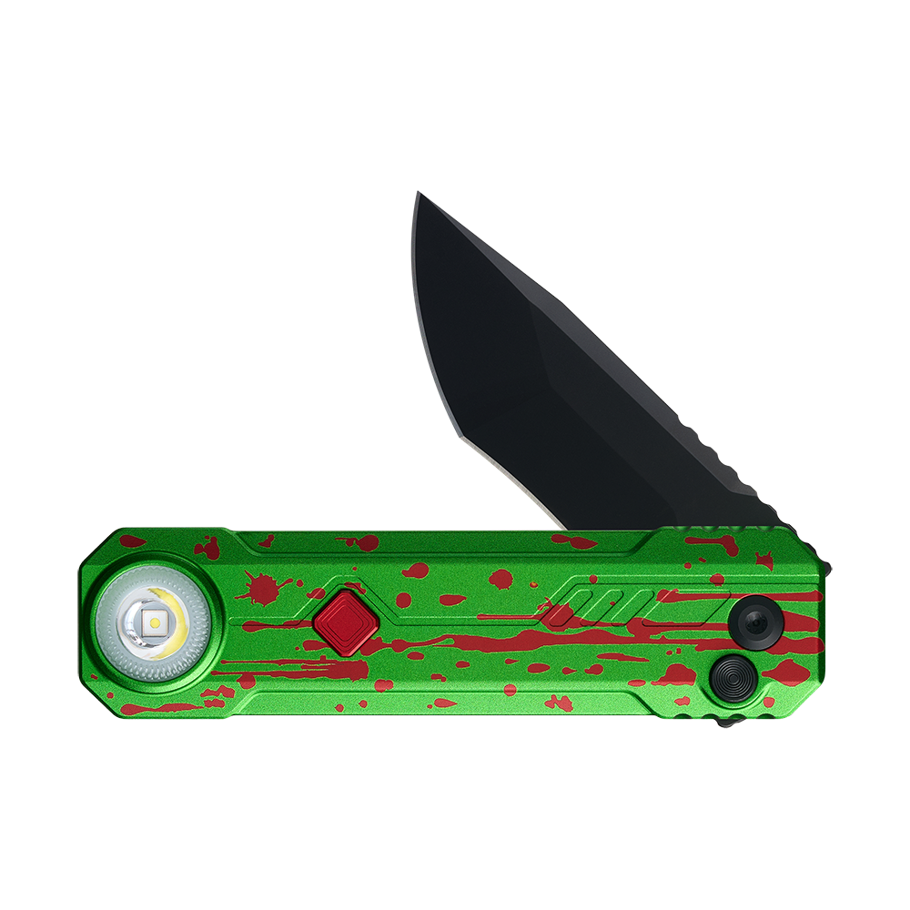 OKNIFE LK Zombie Green Folding Knife with Rechargeable Flashlight & RGB Light (Pre-order)