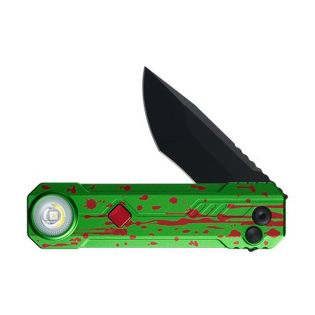 OKNIFE LK Zombie Green Folding Knife with Rechargeable Flashlight & RGB Light (Pre-order)