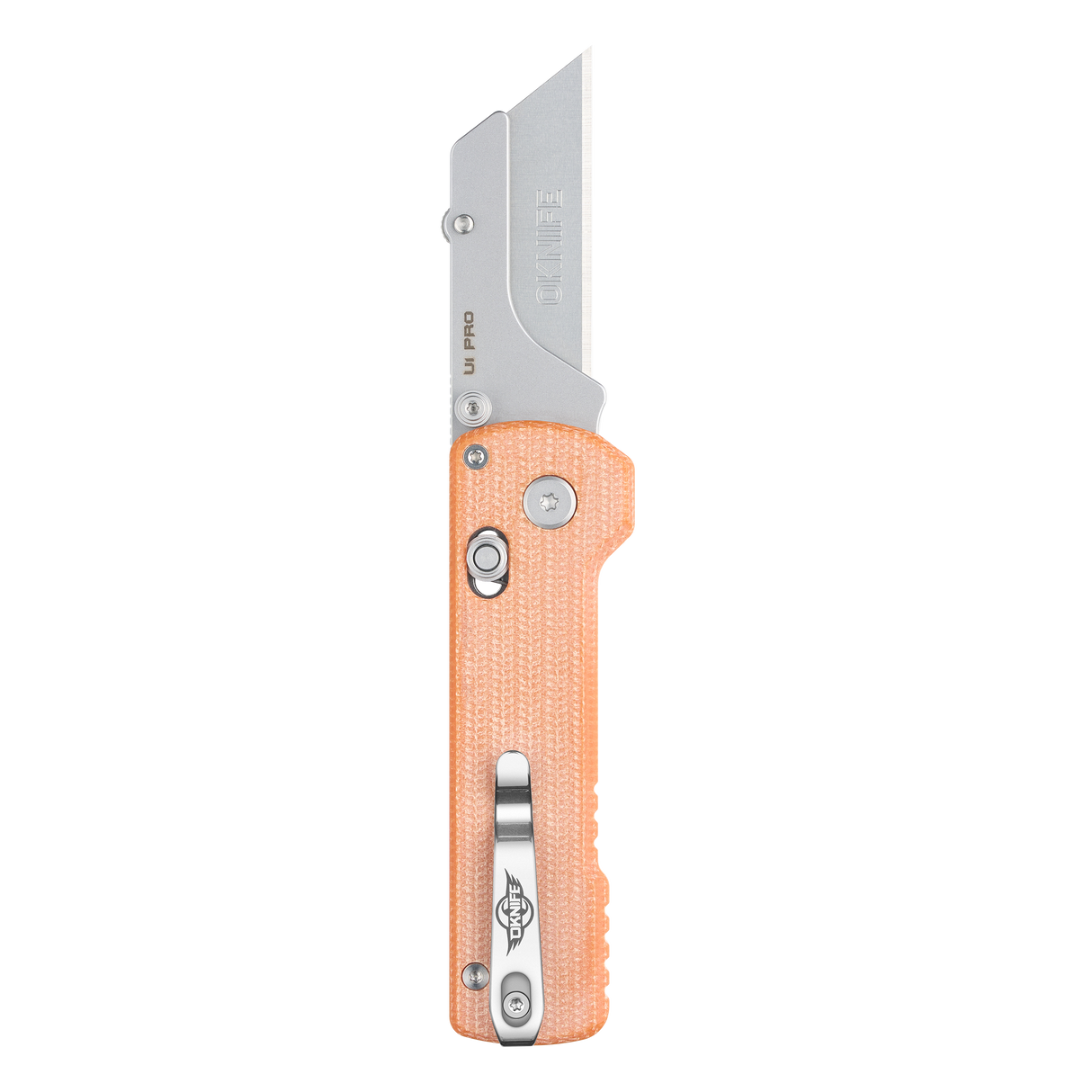 OKNIFE U1 Pro Utility Knife – Orange Micarta with Integrated Screwdriver & Quick-Change Blade System