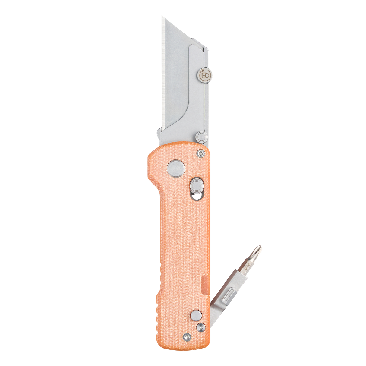 OKNIFE U1 Pro Utility Knife – Orange Micarta with Integrated Screwdriver & Quick-Change Blade System