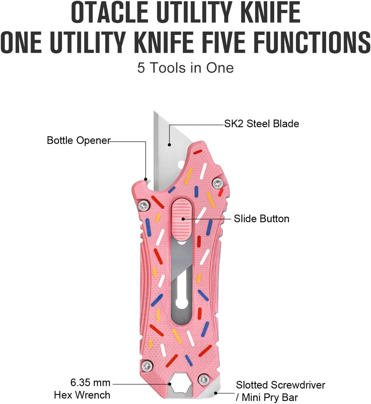 OKNIFE Otacle Doughnut EDC Retractable Utility Knife, 5-in-1 Multifunctional Tool